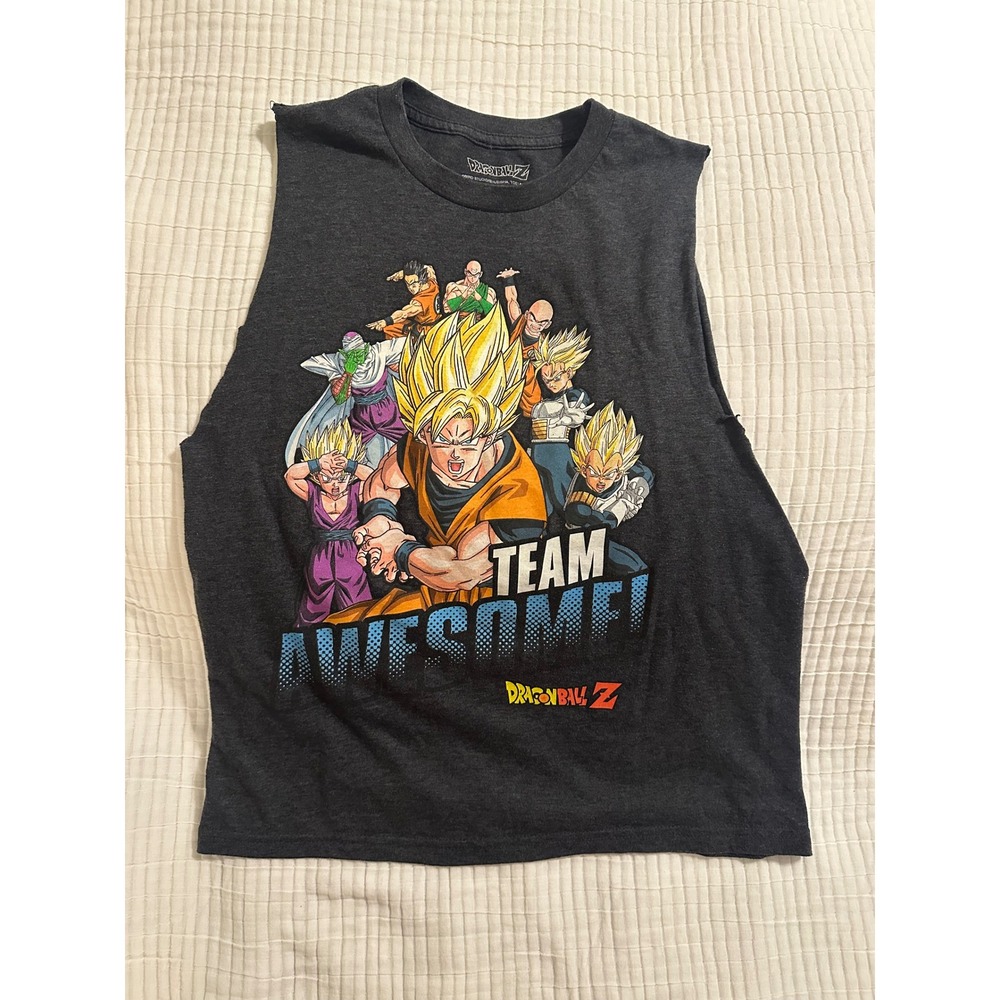 Dragon Ball Z Mens Muscle Tank Top Team Awesome Graphic Anime Shirt Charcoal L